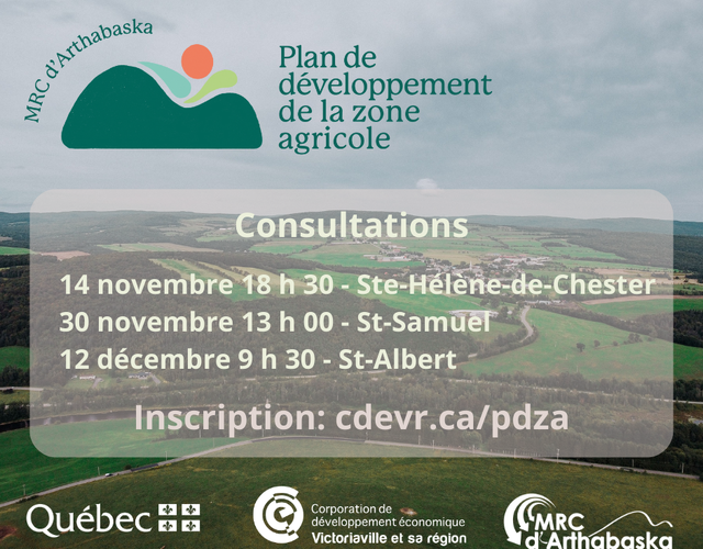 Démarche de révision du Plan de développement de la zone agricole de la MRC d'Arthabaska